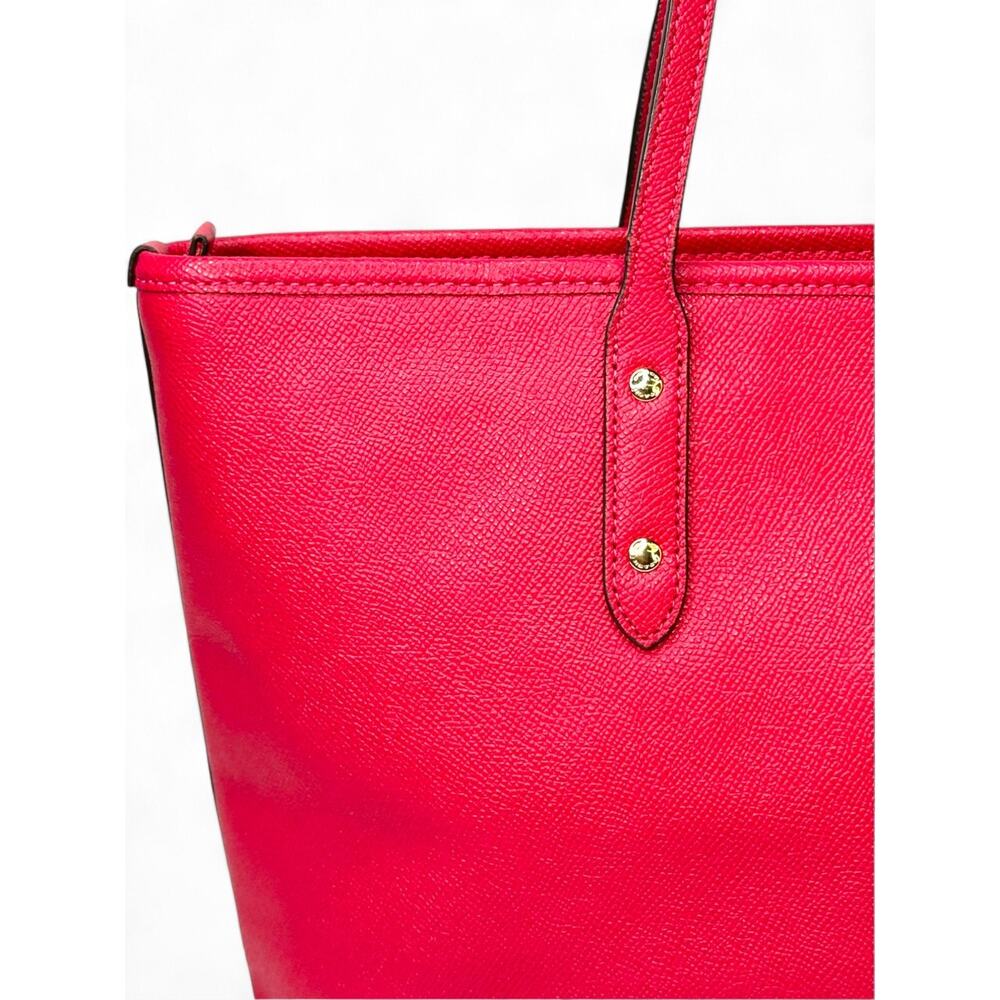 Coach City Zip Tote Cerise Hot Pink Crossgrain Leather Shoulder Bag - Picture 6 of 11